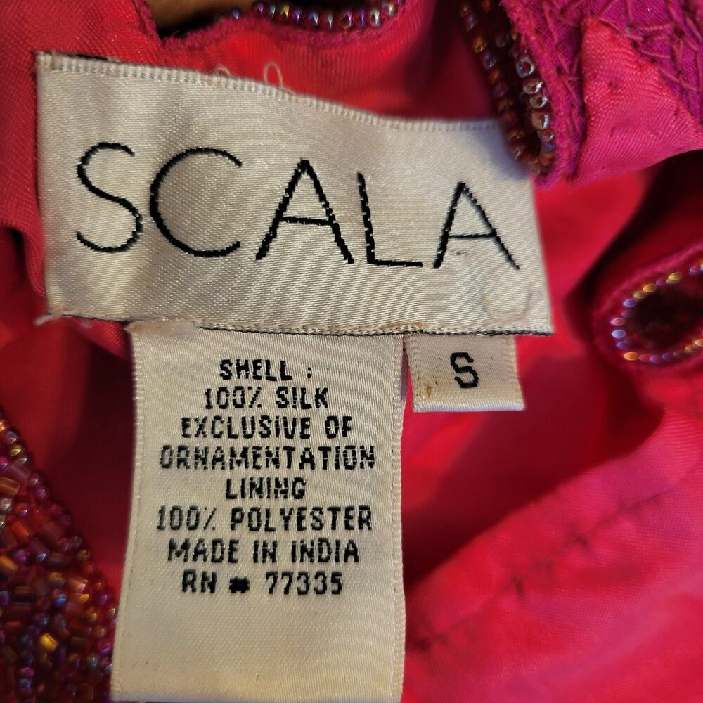 Scala Womens Beaded Silk One Shoulder Cut Out Maxi Dress Gown Size Small Pink - Picture 6 of 11